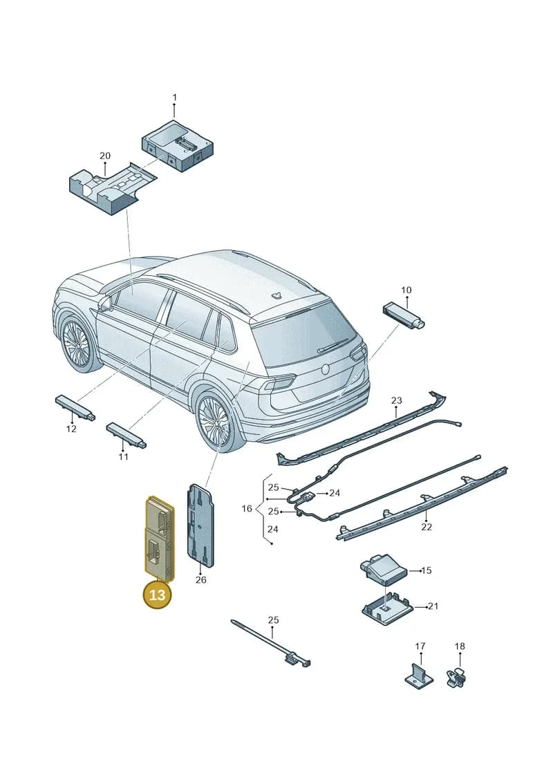 5QS959107 — Volkswagen Tiguan (2016-2024) diagram 884909000, position 13