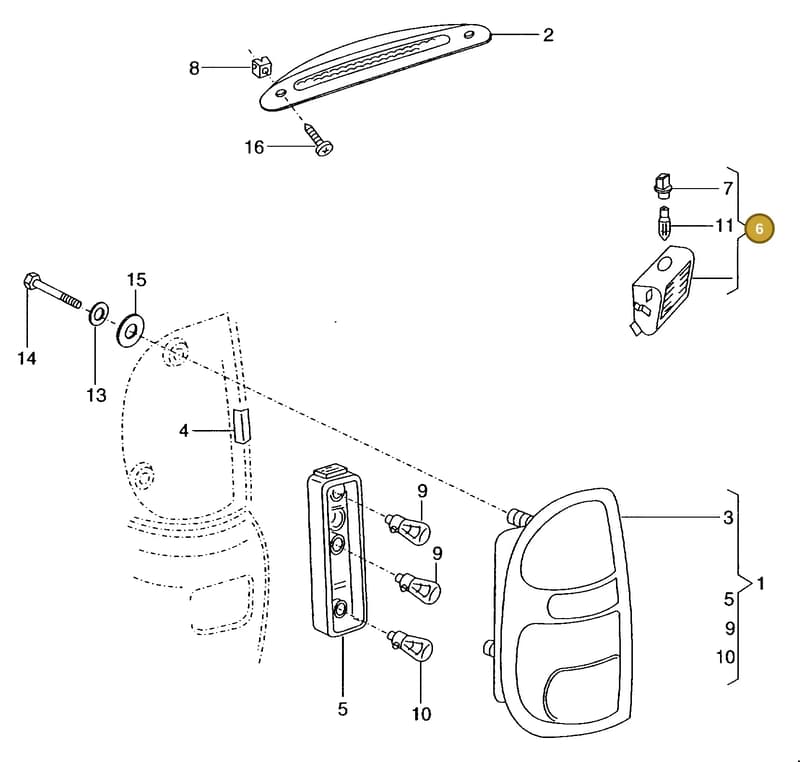 5X0943021 — Volkswagen SAVEIRO              M.06> (2005-) diagram 303945200, position 6