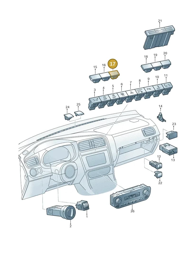 6C0959623A1QB — Volkswagen Polo 1.4 BlueMotion (2014-2017) diagram 773941500, position 17