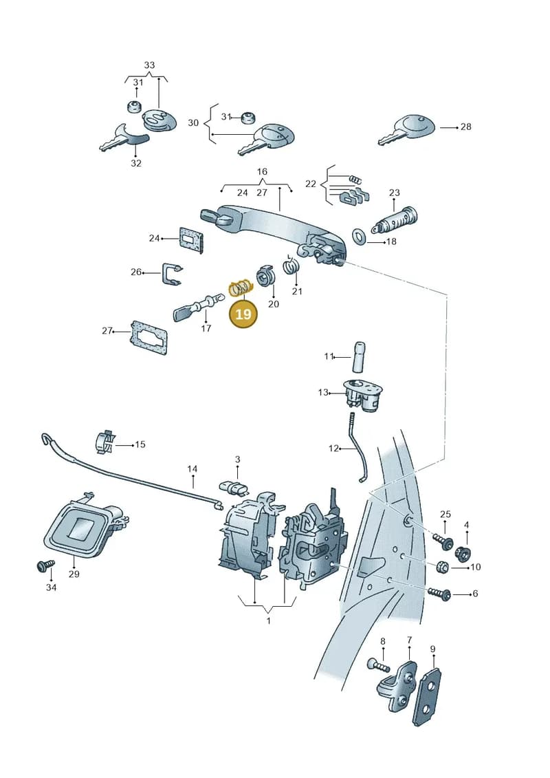 6N0837229A — Volkswagen CADDY-KOMBI/KASTENW.   06> (2005-) diagram 173837000, position 19