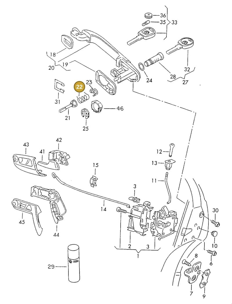 6N0837229A — Volkswagen GOLF CABRIO (2002-2002) diagram 234837100, position 22