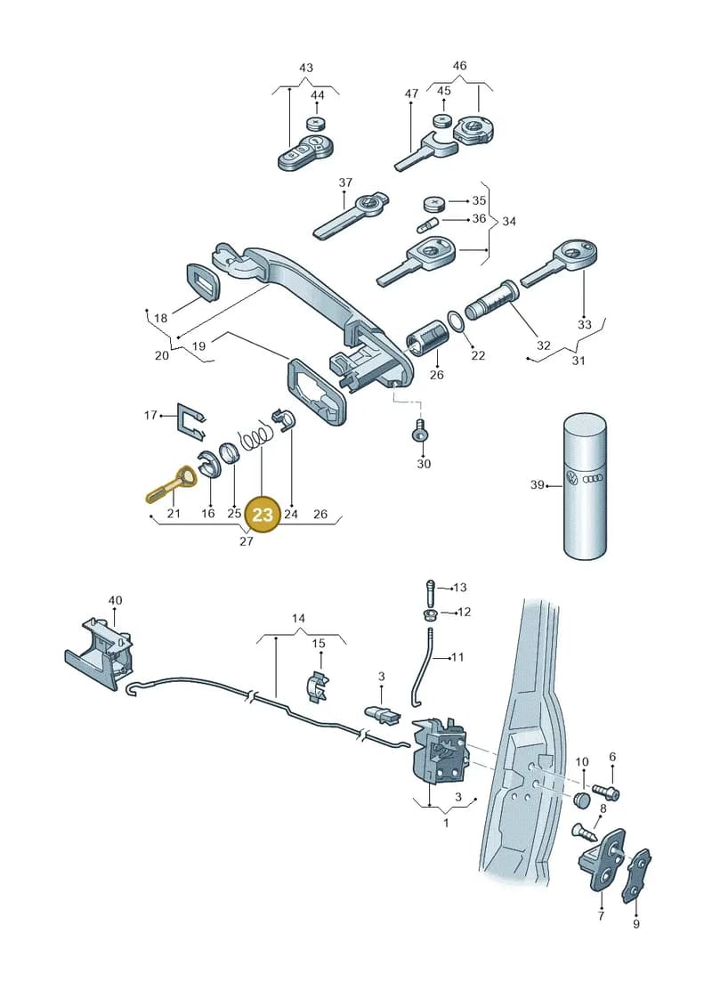 6N0837229A — Volkswagen POLO (1999-2001) diagram 240837000, position 23