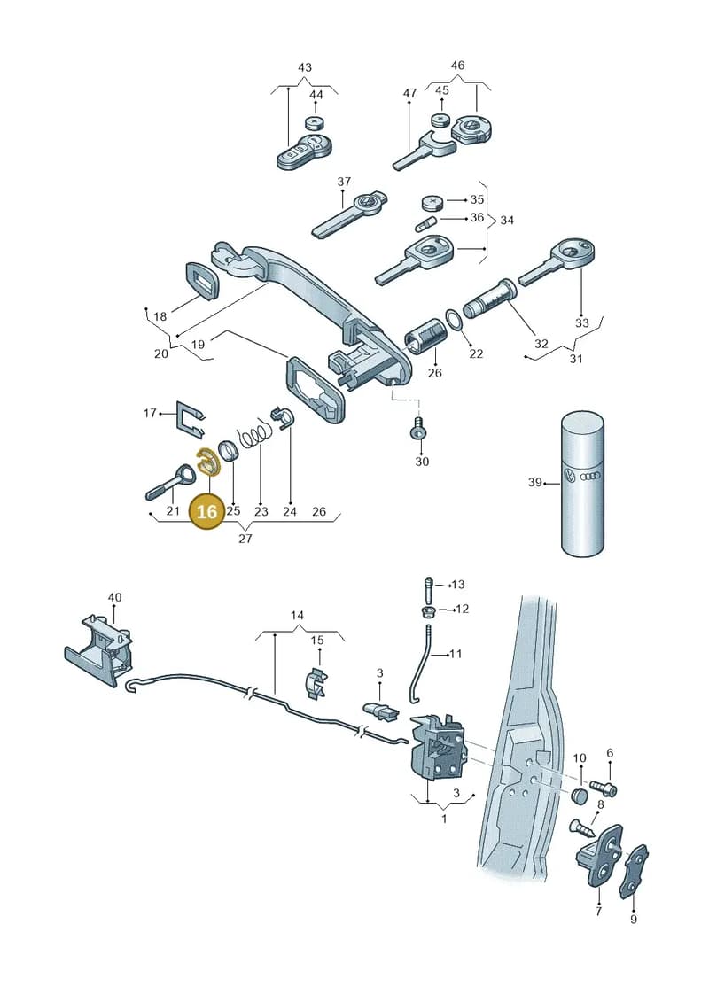 6N0837313 — Volkswagen POLO (1999-2001) diagram 240837000, position 16