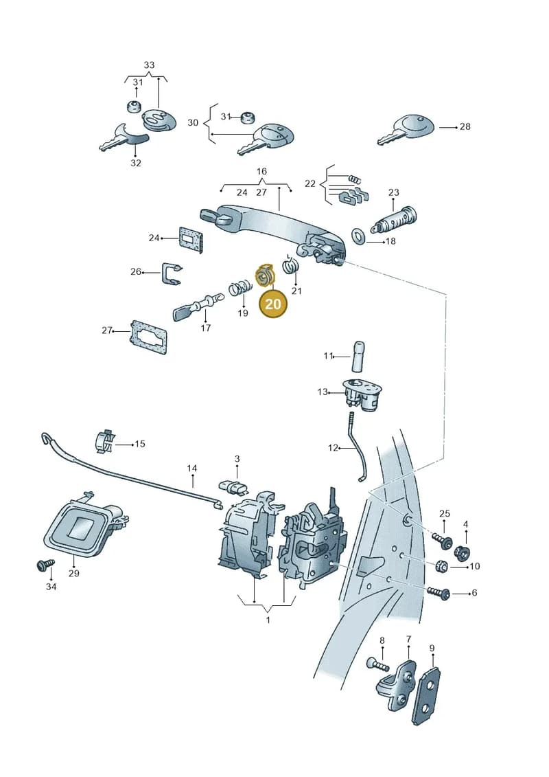 6N0837634 — Volkswagen CADDY-KOMBI/KASTENW.   06> (2005-) diagram 173837000, position 20