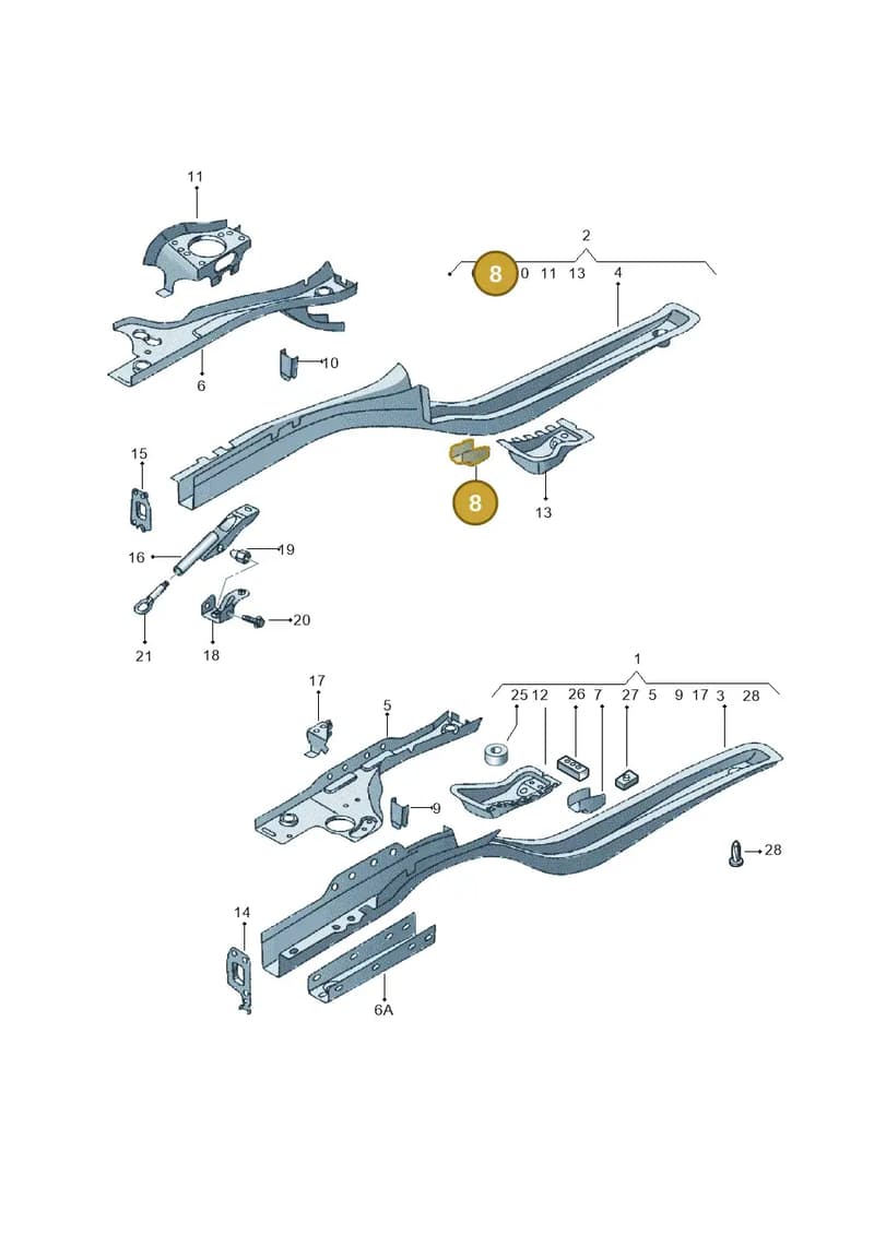 6Q0803128CGRU — Volkswagen FOX                  M.05> (2005-) diagram 357803000, position 8
