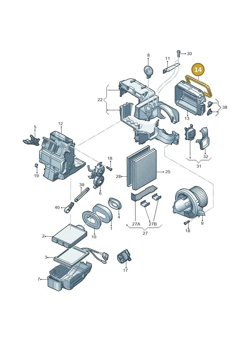 6Q0819165 — Volkswagen Polo (2011-2014) diagram 253819250, position 14