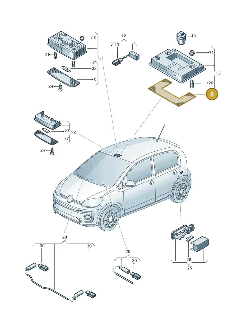 6Q0947125A — Volkswagen Up! 1.0 BlueMotion (2016-2023) diagram 892947000, position 8