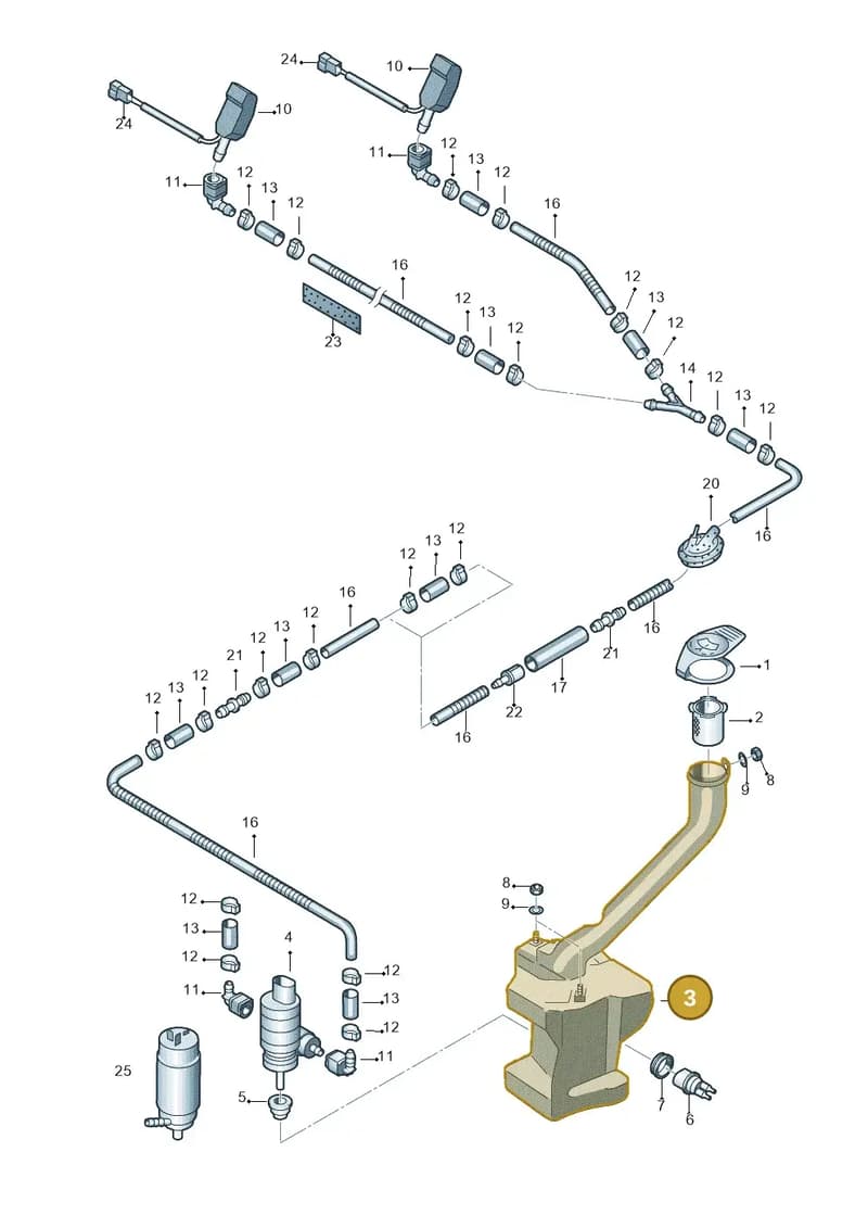 6Q0955453P — Volkswagen Polo (2011-2014) diagram 253955100, position 3
