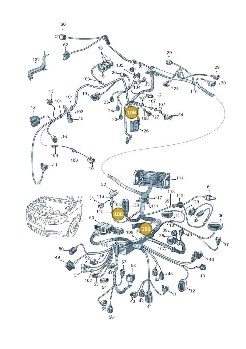 6Q0971615AD — Skoda Roomster (2010-2015) diagram 608971810, position 106