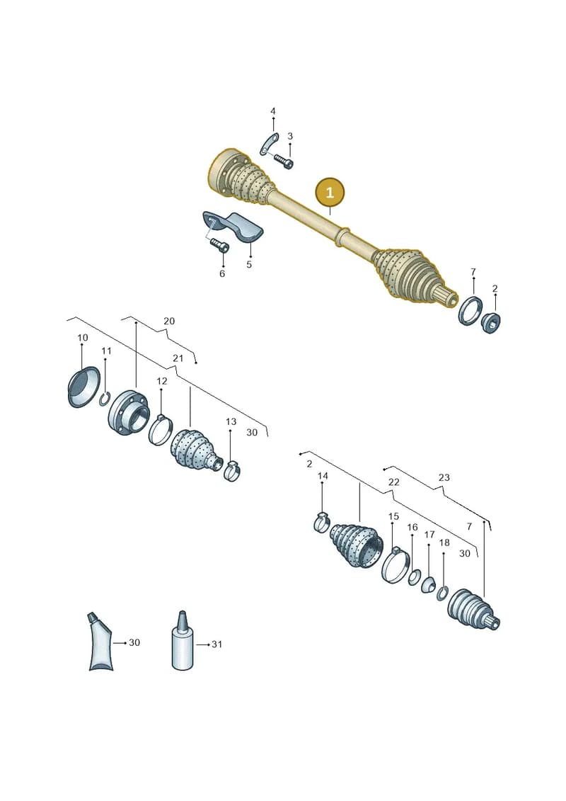 6R0407764P — Audi A1 Sportback (2010-2015) diagram 461407400, position 1