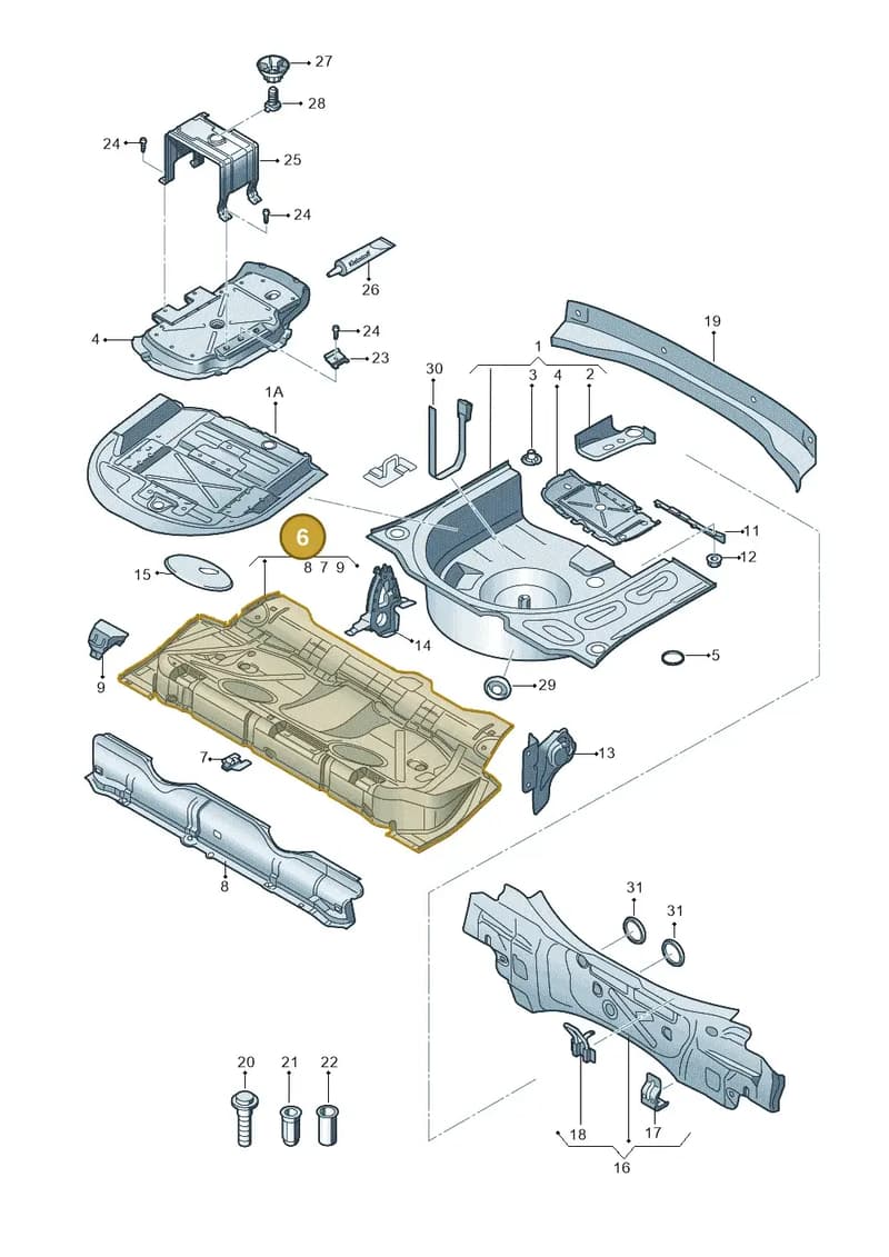 6R0813111E — Audi A1 Sportback (2014-2018) diagram 708813000, position 6