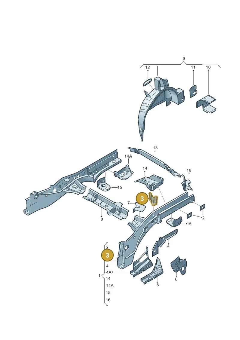 6R0864625 — Audi A1 Sportback (2014-2018) diagram 792803200, position 3