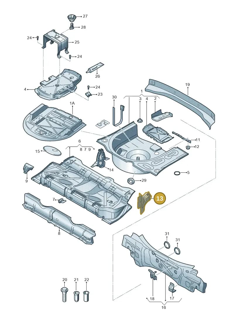 6R0886161A — Audi A1 Sportback (2014-2018) diagram 708813000, position 13