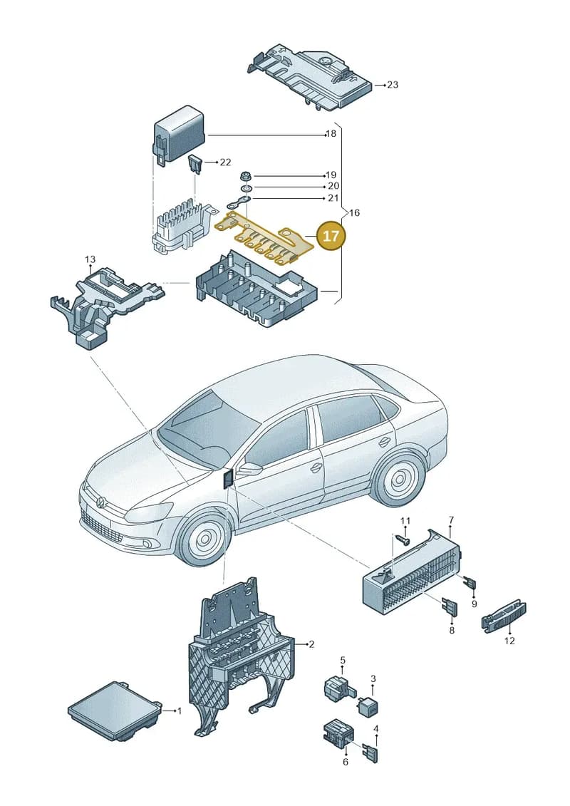 6R0937629C — Volkswagen Polo 1.6 (2015-2020) diagram 873937000, position 17