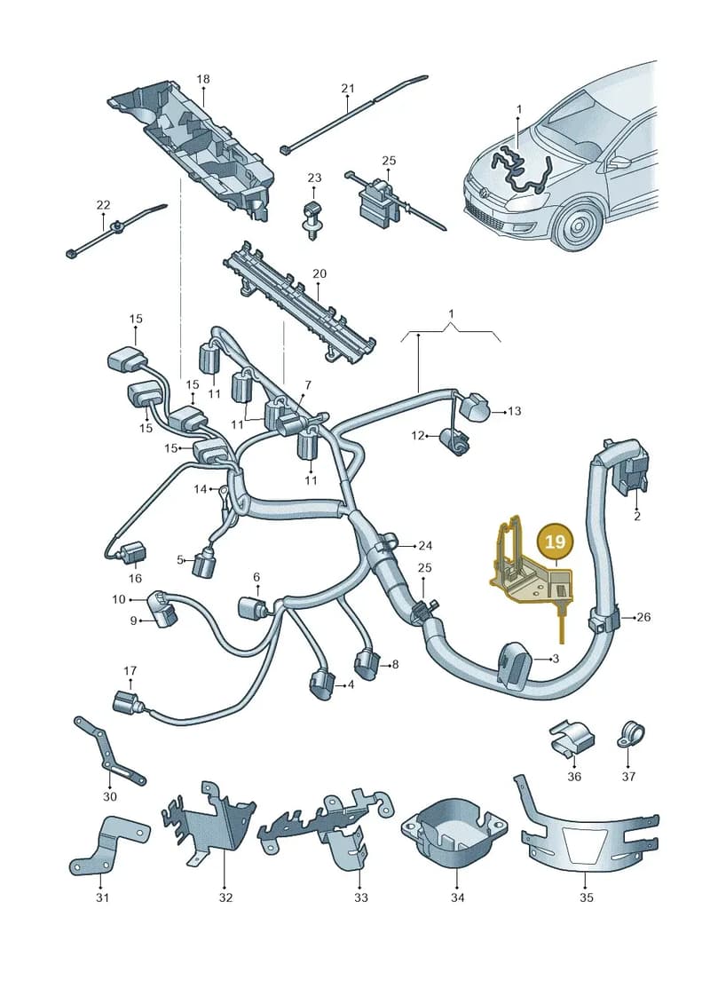 6R0971848 — Volkswagen Polo (2012-2014) diagram 873971100, position 19