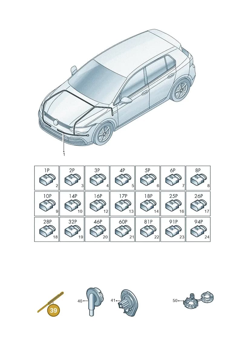 6R0971904 — Volkswagen Golf (2019-2025) diagram 5h0971080, position 39