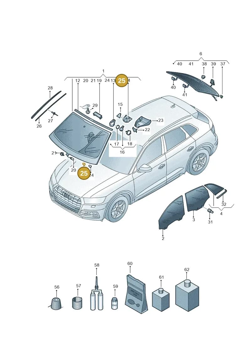 6R6845237A — Audi Q5 (2016-2025) diagram 896845000, position 25