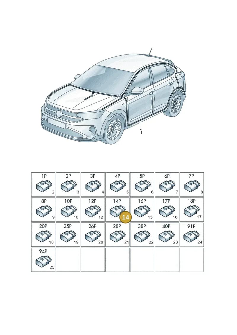 6X0973817A — Volkswagen Taigo (2021-2025) diagram 2f0971081, position 14