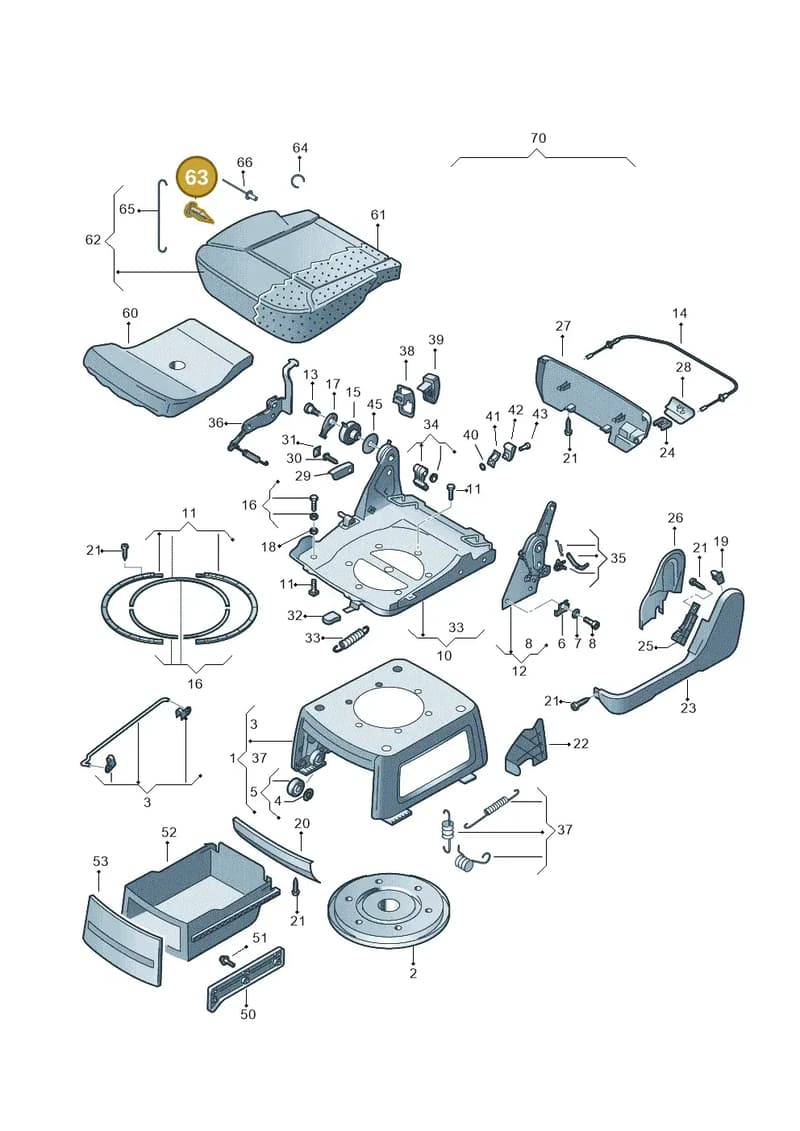 70388334301C — Volkswagen Transp. caravelle (2008-2009) diagram 410883300, position 63