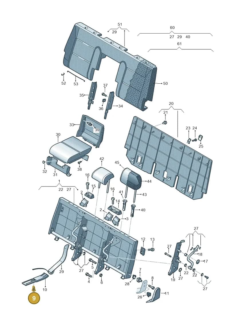 70388334301C — Volkswagen Transp. caravelle (2011-2015) diagram 410885600, position 9