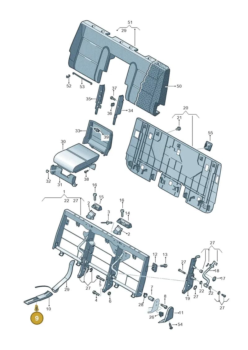 70388334301C — Volkswagen Caravelle (2015-2019) diagram 861885600, position 9