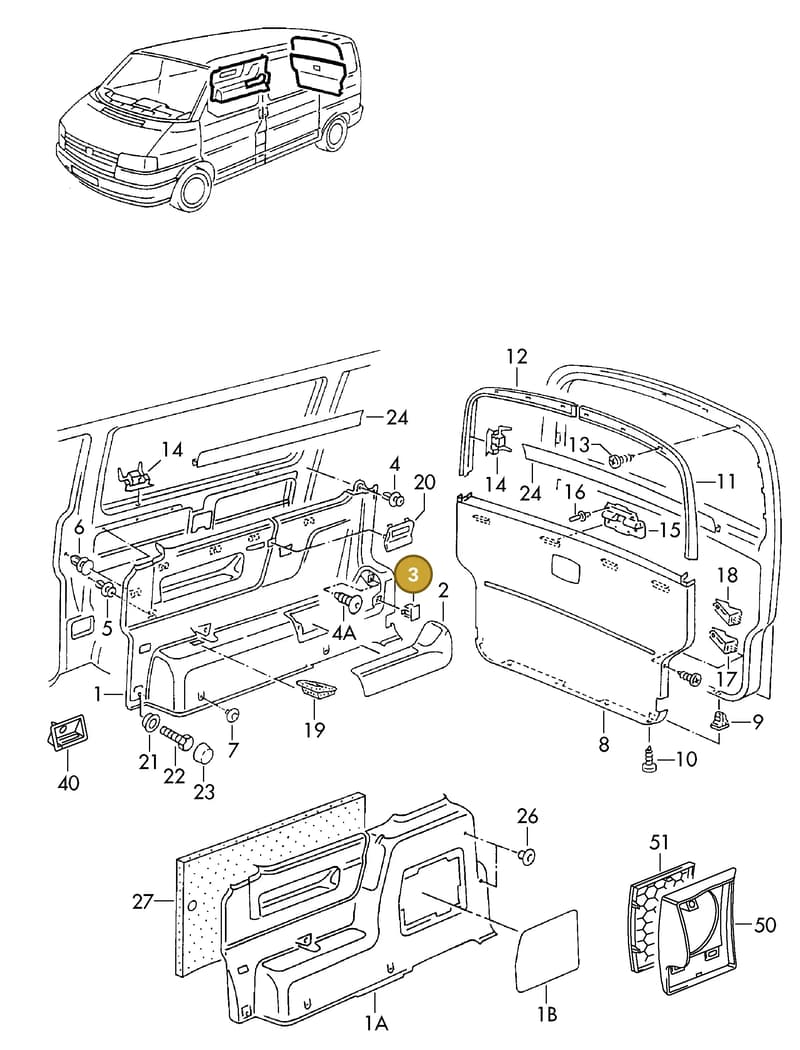 705868439 — Volkswagen TRANSPORTER SYNCRO (1996-2003) diagram 117867250, position 3