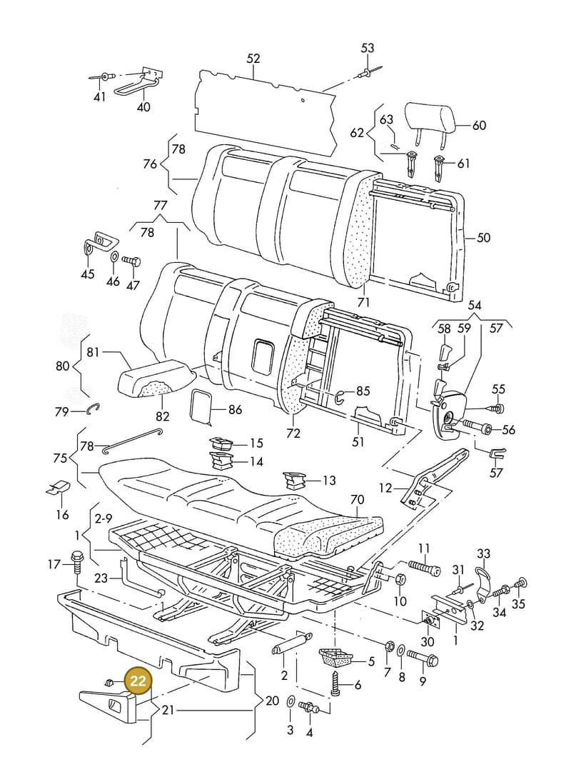 705868439 — Volkswagen TRANSPORTER SYNCRO (1996-2003) diagram 230885250, position 22