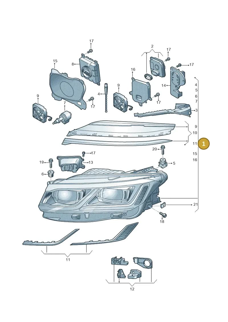 761941114F — Volkswagen Touareg (2017-2025) diagram 439941010, position 1