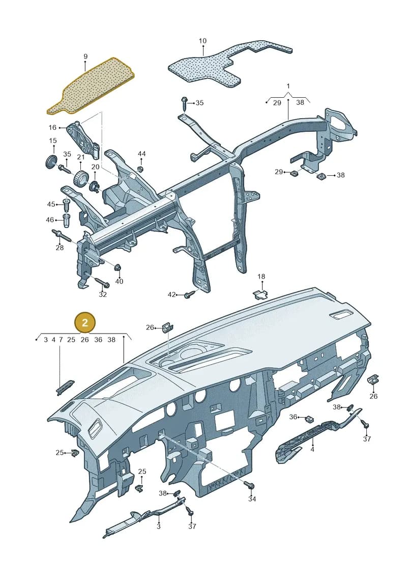 762857003FPGB — Volkswagen Touareg (2017-2025) diagram 439857000, position 2