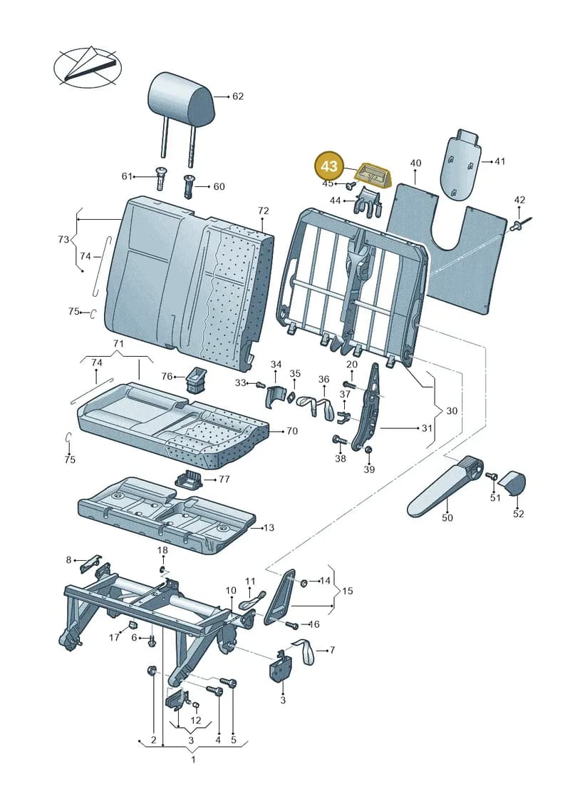 7C088339382V — Volkswagen Caravelle (2019-2024) diagram 861883000, position 43