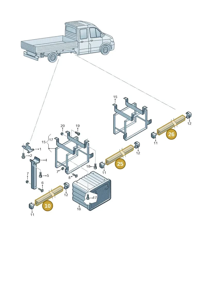 7CA801839A — Volkswagen Crafter (2016-2025) diagram 807803010, position 10+25+26