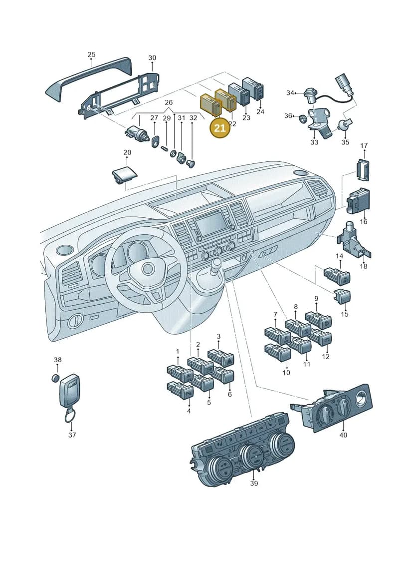 7D094143501C — Volkswagen Caravelle (2015-2019) diagram 861941510, position 21