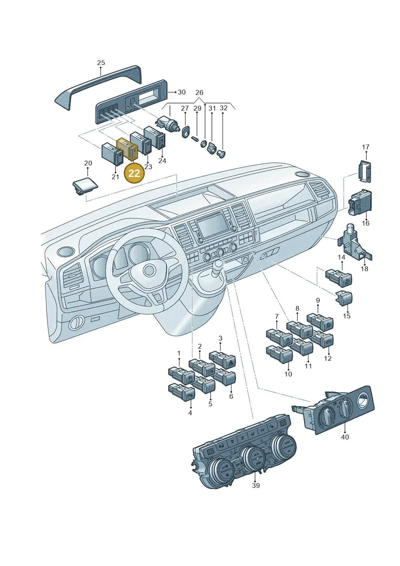 7D094332701C — Volkswagen Transporter Single Cab (2015-2019) diagram 862941510, position 22