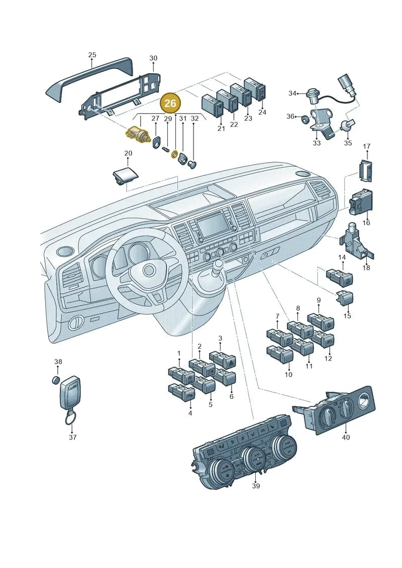 7D0951275A — Volkswagen Caravelle (2015-2019) diagram 861941510, position 26