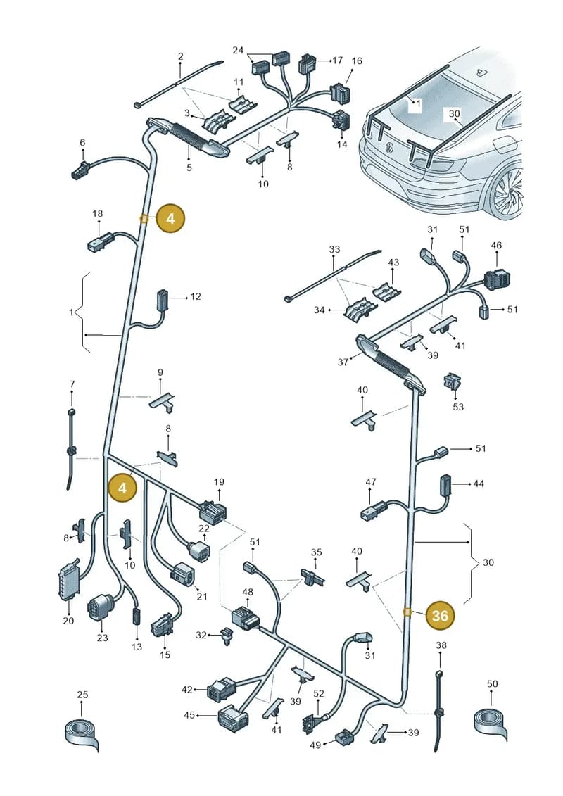 7D0971790 — Volkswagen Arteon (2017-2025) diagram 828972850, position 4+36