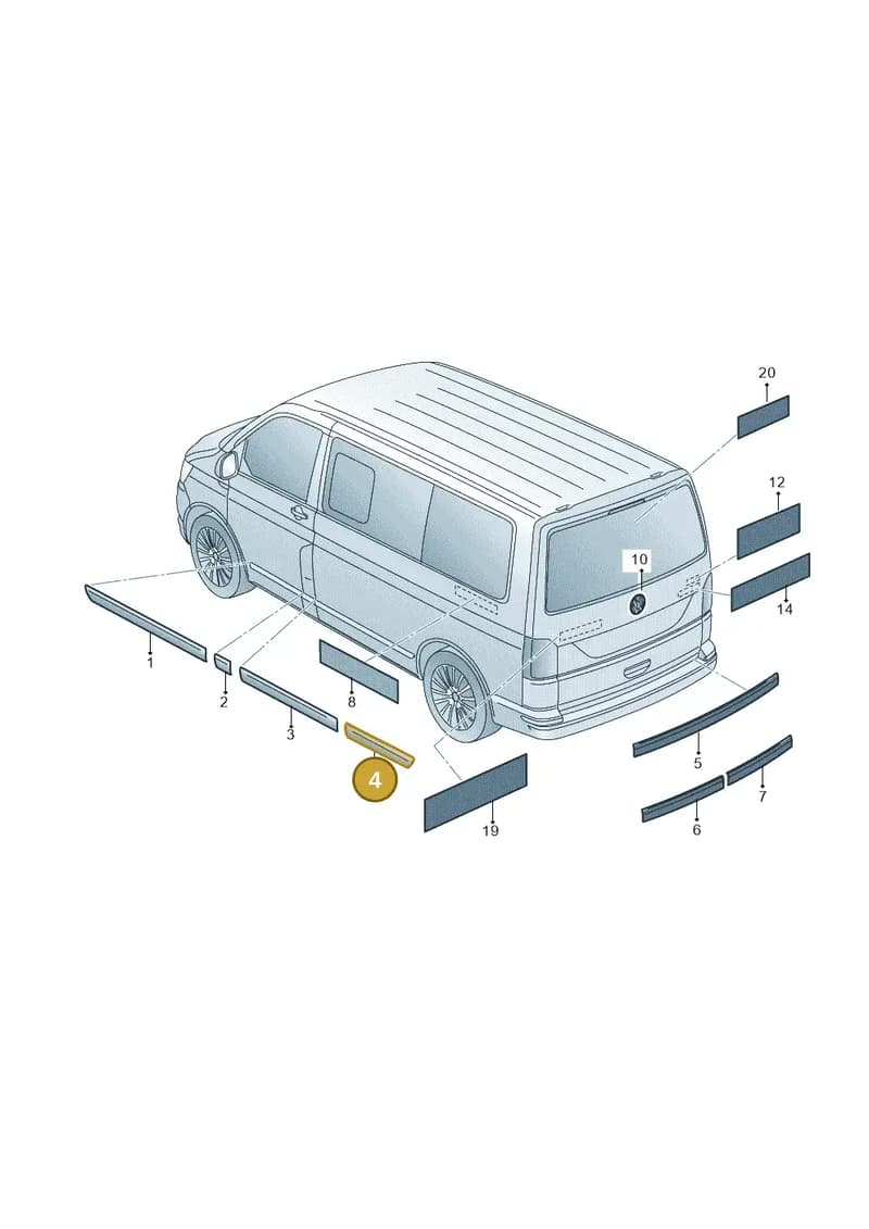 7E0853058B2ZZ — Volkswagen Caravelle (2015-2019) diagram 861853300, position 4