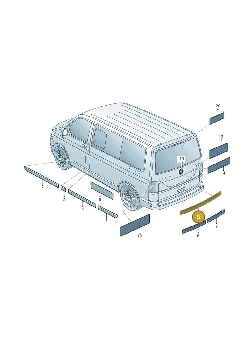 7E0853079B2ZZ — Volkswagen Caravelle (2015-2019) diagram 861853300, position 5