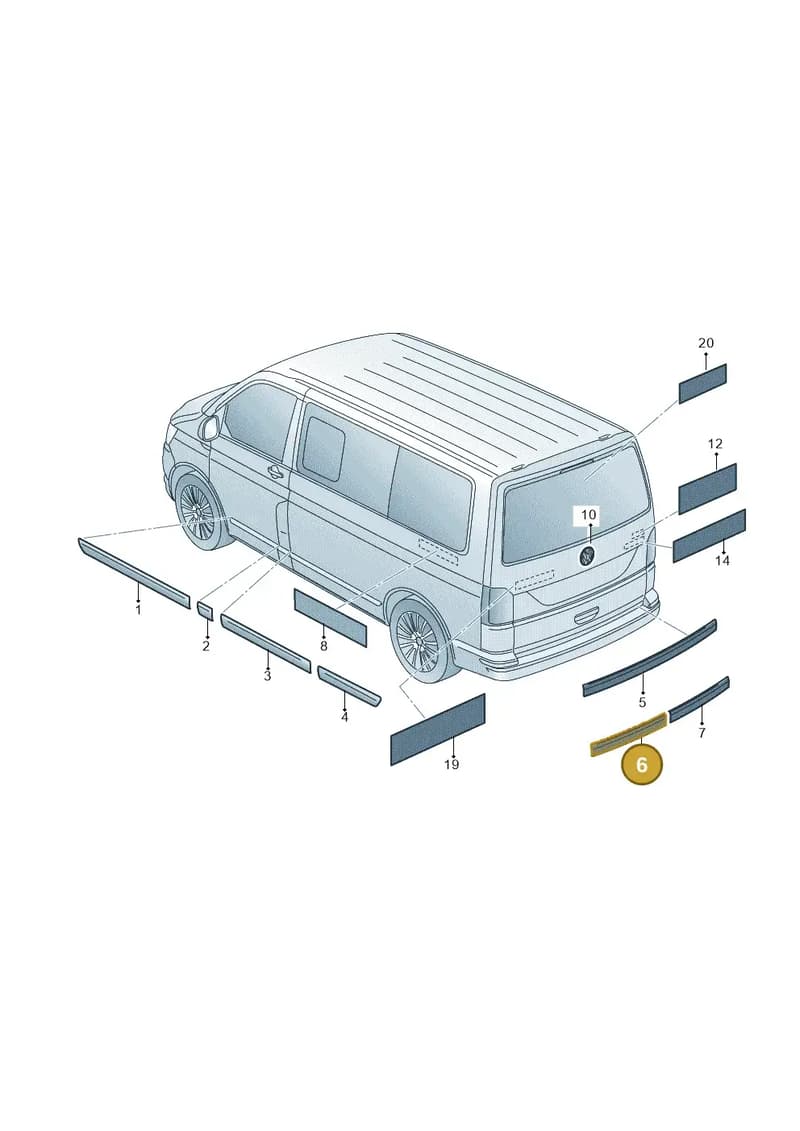 7E0853079C2ZZ — Volkswagen Caravelle (2015-2019) diagram 861853300, position 6