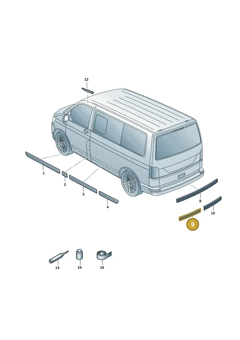 7E0853079C2ZZ — Volkswagen Caravelle (2019-2024) diagram 7em853060, position 9