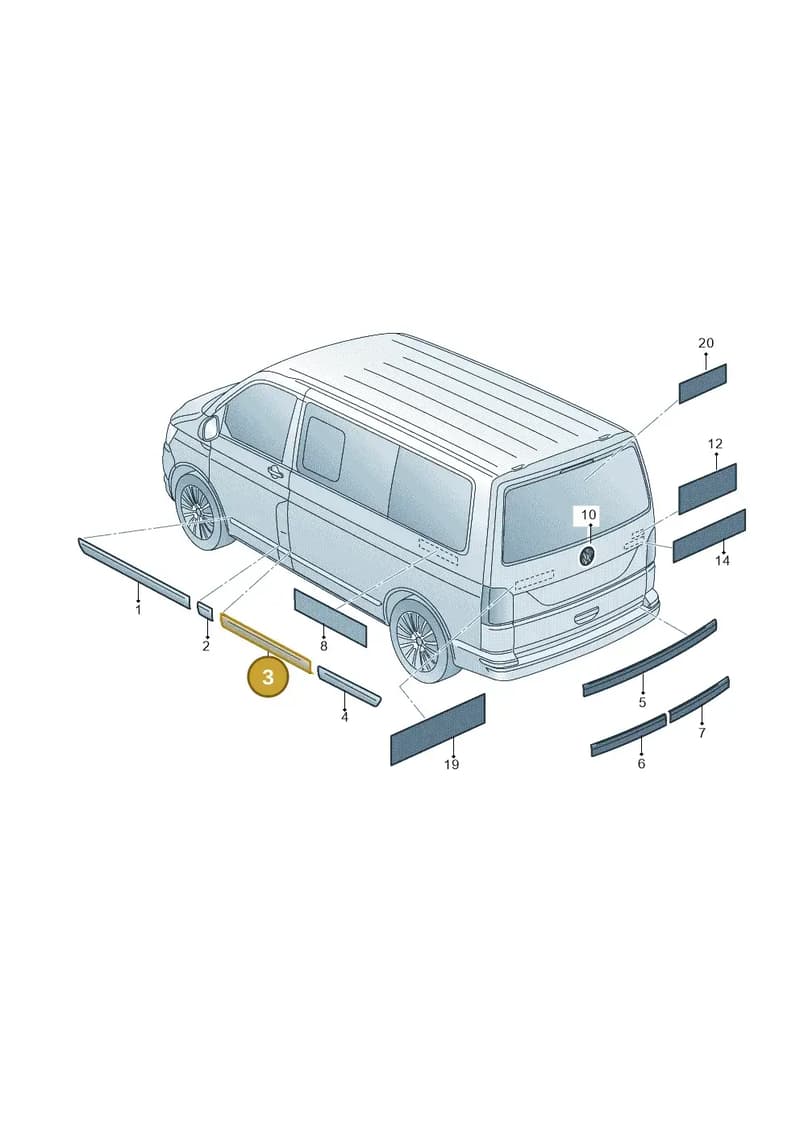 7E0853101C2ZZ — Volkswagen Caravelle (2015-2019) diagram 861853300, position 3