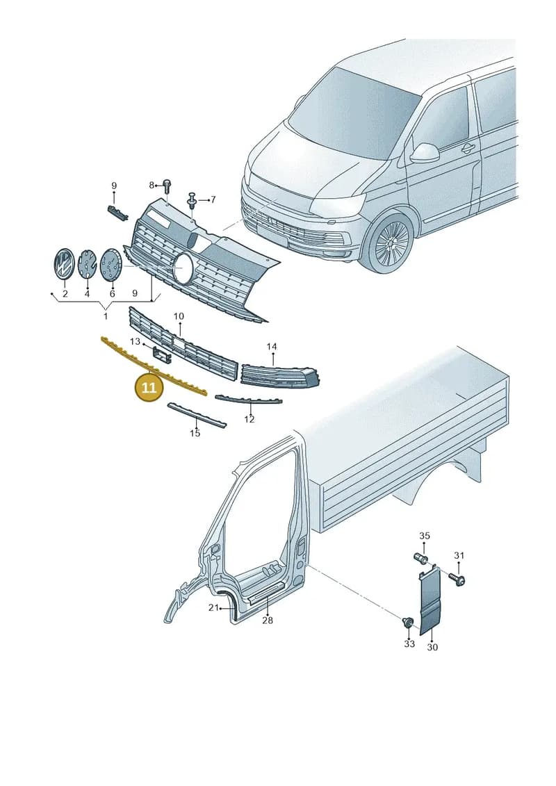 7E08537619B9 — Volkswagen Transporter Single Cab (2015-2019) diagram 862853000, position 11