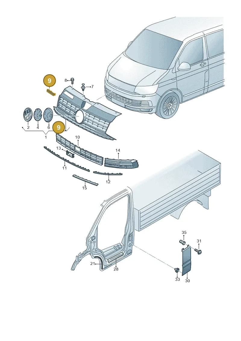 7E0853948EMGM — Volkswagen Transporter Single Cab (2015-2019) diagram 862853000, position 9
