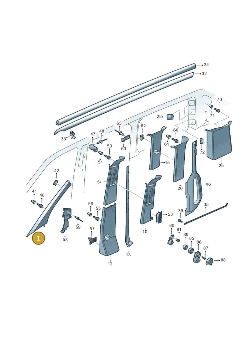 7E0867233KY20 — Volkswagen Caravelle (2015-2019) diagram 731867700, position 1