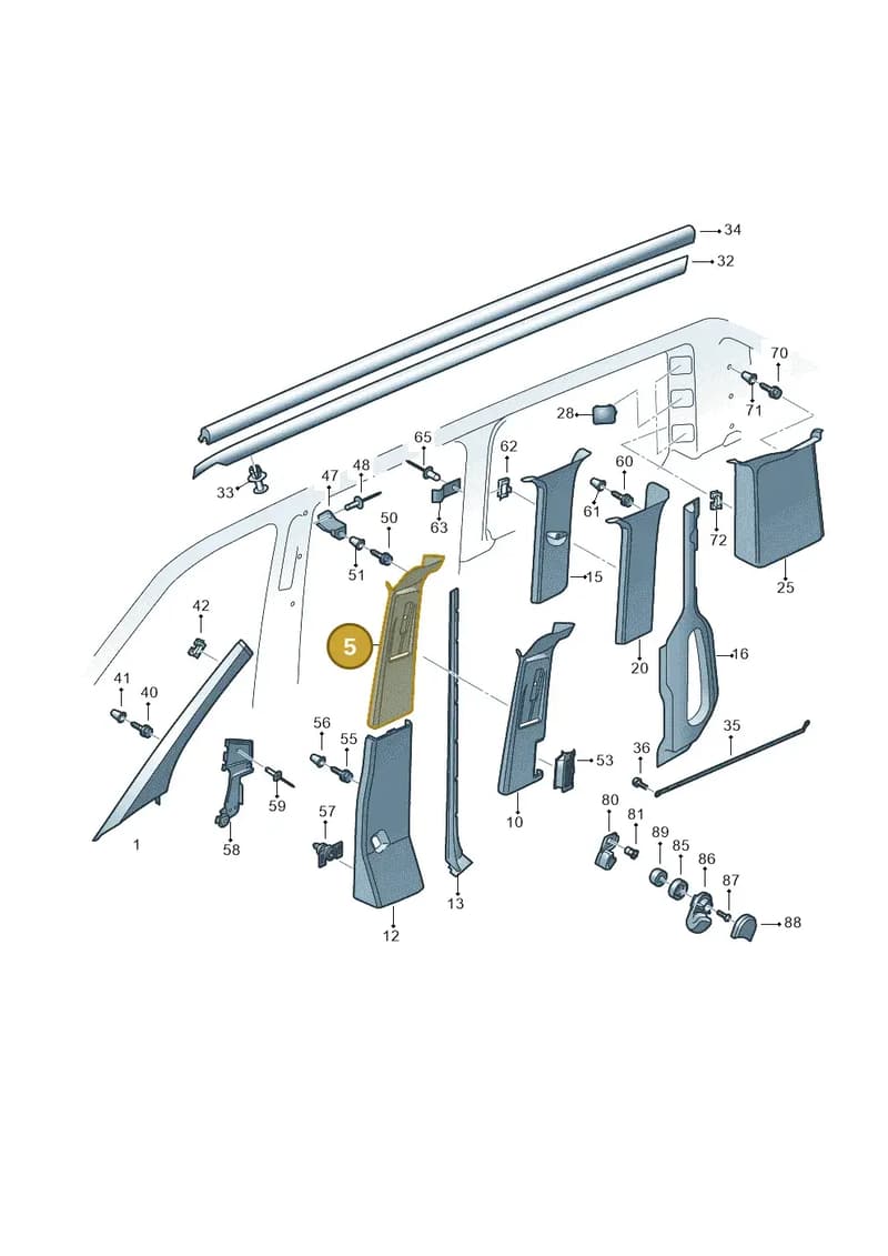 7E0867243NY20 — Volkswagen Caravelle (2015-2019) diagram 731867700, position 5
