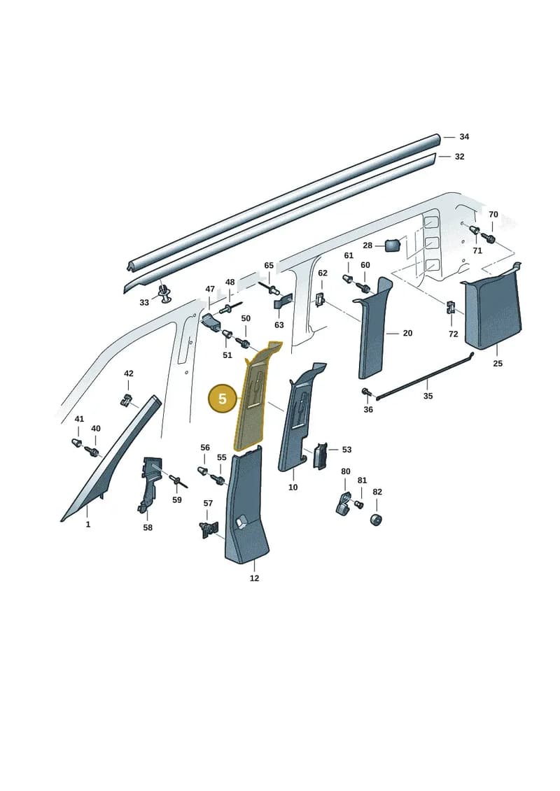 7E0867244S3P5 — Volkswagen Caravelle (2019-2024) diagram 7ep867070, position 5