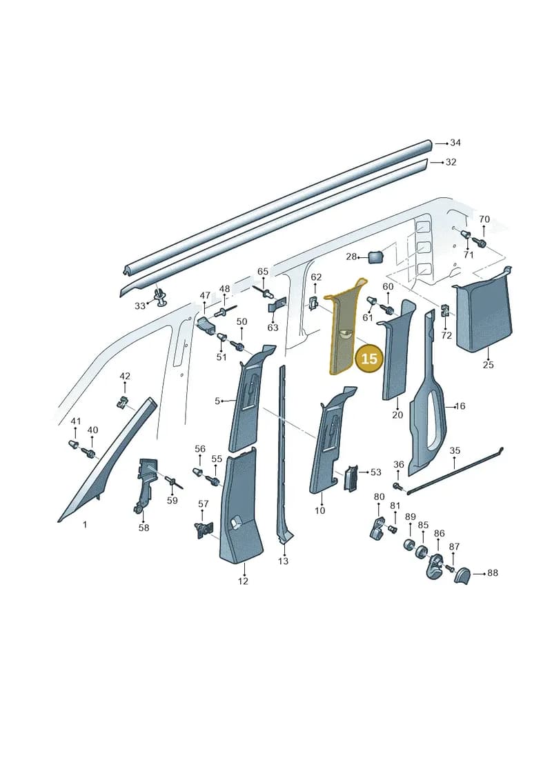 7E0867287AE6K8 — Volkswagen Caravelle (2015-2019) diagram 731867700, position 15