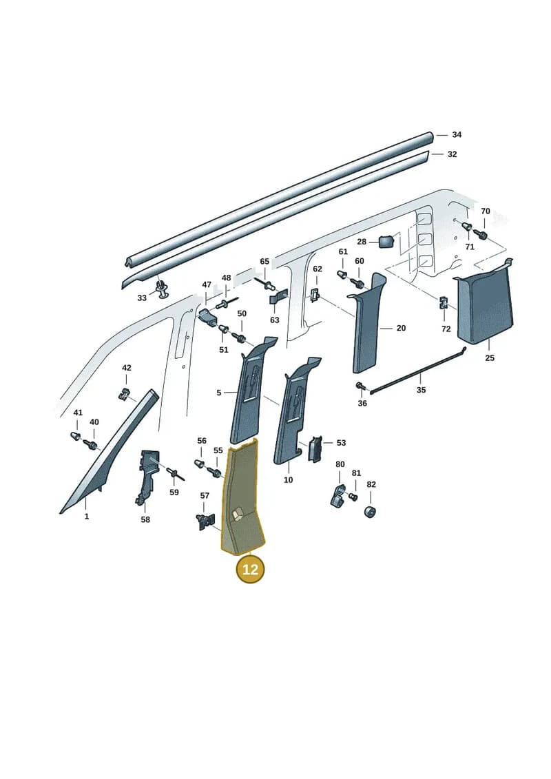 7E0867292AA92W — Volkswagen Caravelle (2019-2024) diagram 7ep867070, position 12