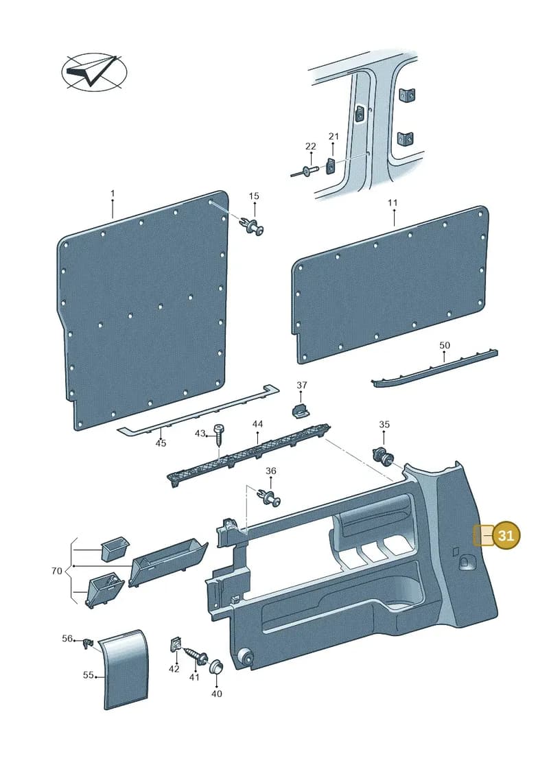 7E0868135CXPJ — Volkswagen Caravelle (2015-2019) diagram 410867200, position 31