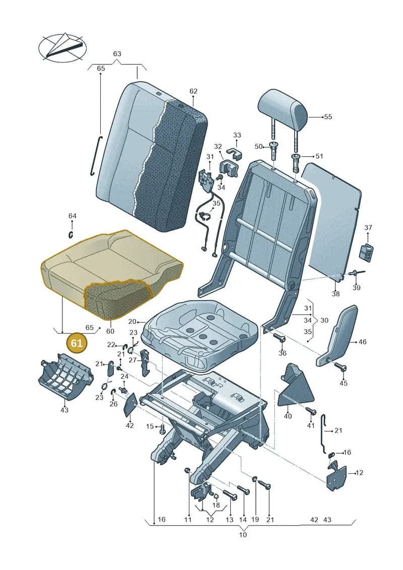 7E0883405ADHVW — Volkswagen Caravelle (2015-2019) diagram 861883200, position 61