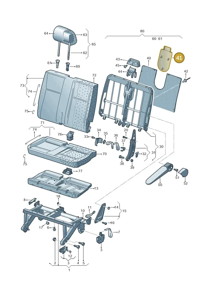 7E0883623A9B9 — Volkswagen Transp. caravelle (2011-2015) diagram 611883100, position 41